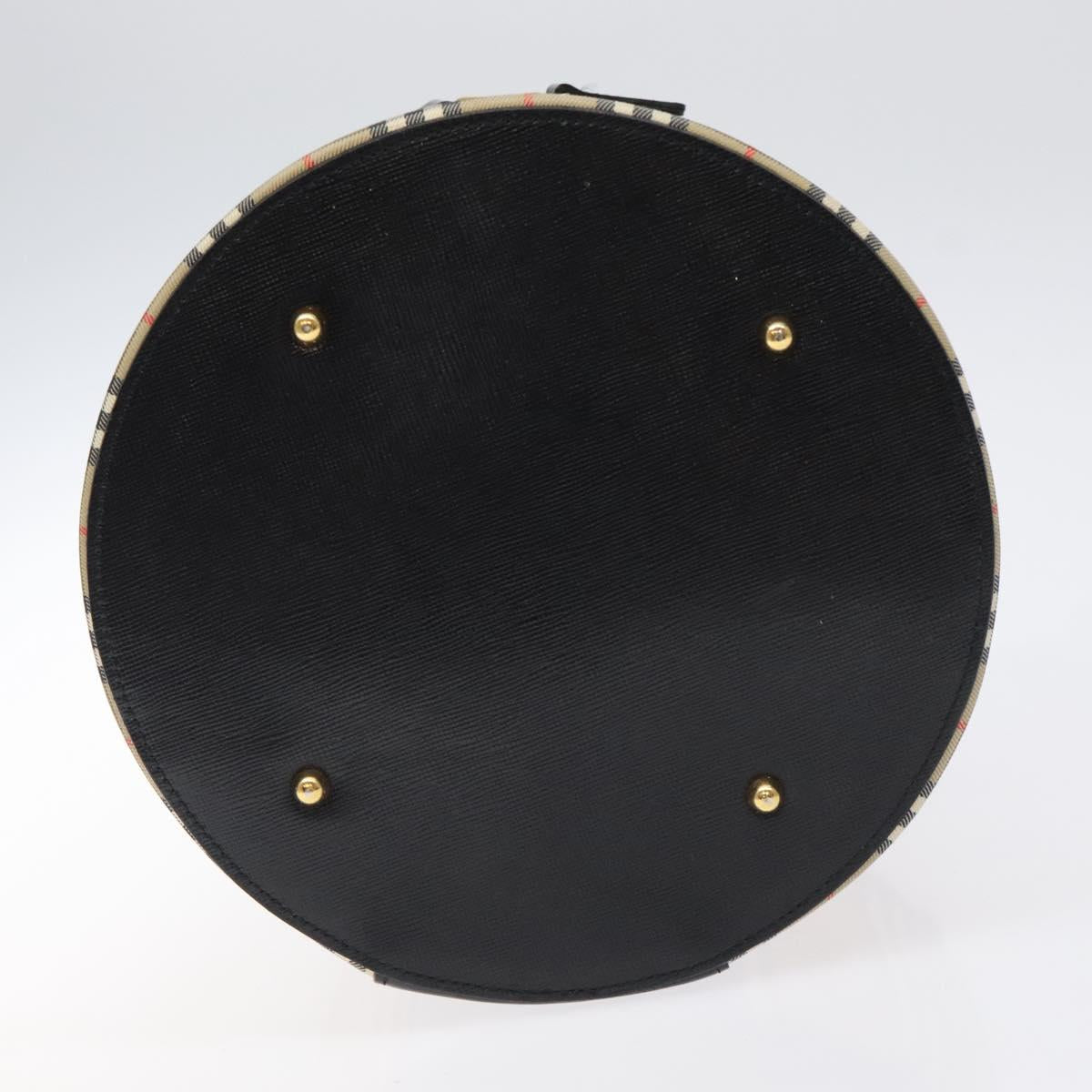 Burberrys Nova Check Vanity Pouch Canvas Beige Gold Auth 119070