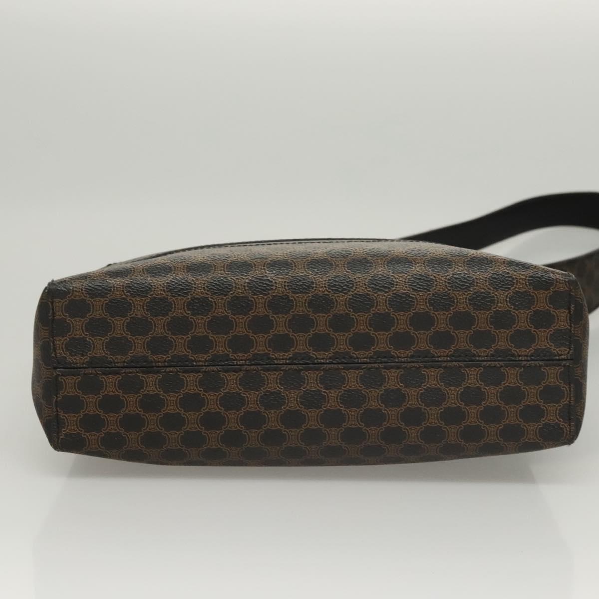 CELINE Macadam Canvas Shoulder Bag PVC Leather Black Gold Auth 119071