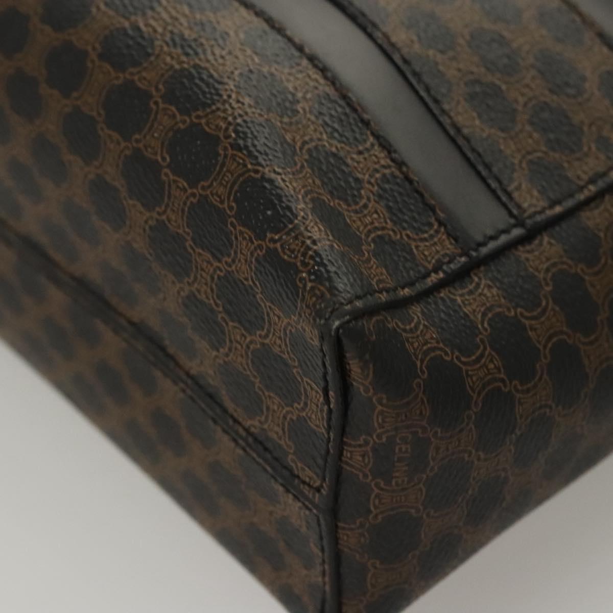 CELINE Macadam Canvas Shoulder Bag PVC Leather Black Gold Auth 119071