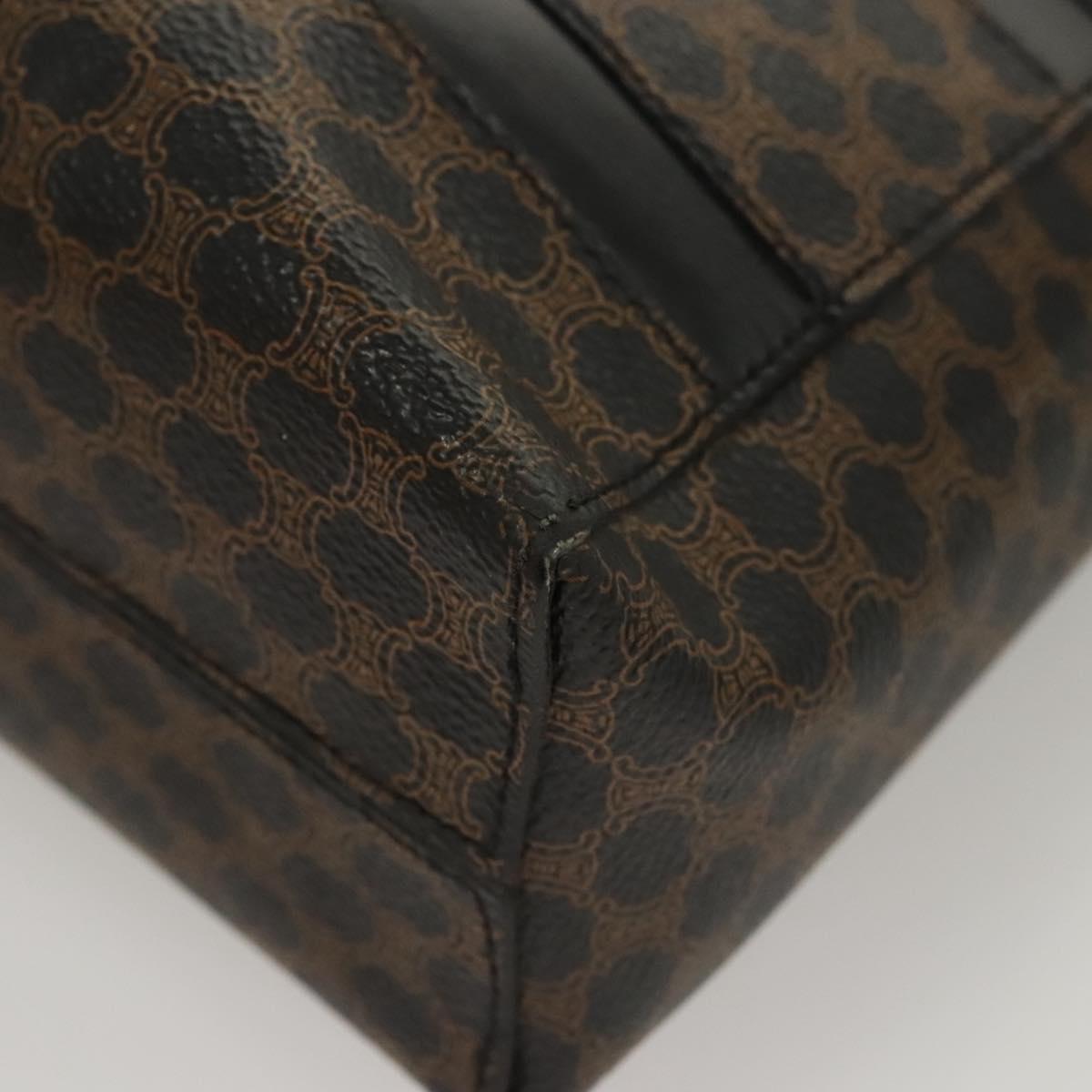 CELINE Macadam Canvas Shoulder Bag PVC Leather Black Gold Auth 119071