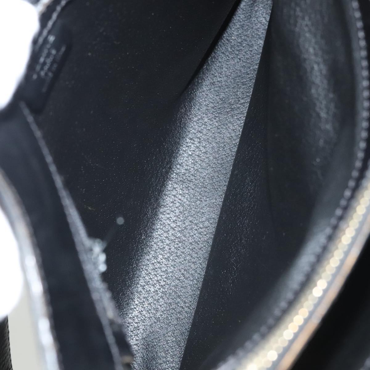 CELINE Macadam Canvas Shoulder Bag PVC Leather Black Gold Auth 119071