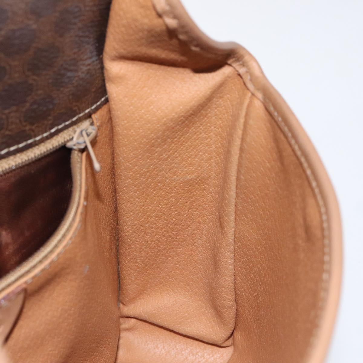 CELINE Macadam Canvas Shoulder Bag PVC Leather Brown Gold Auth 119072