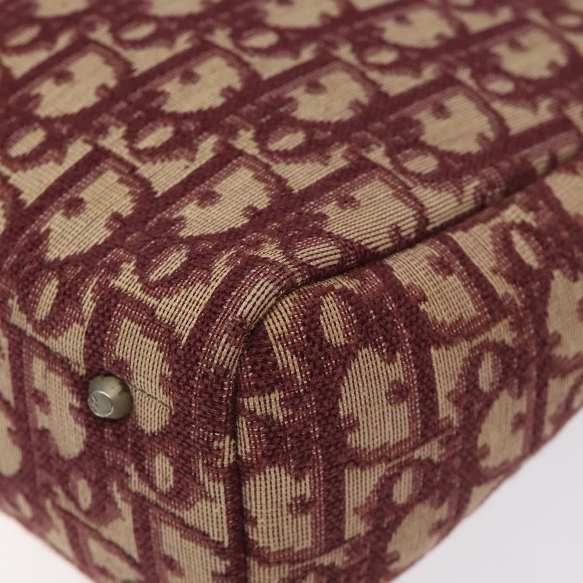 Christian Dior Trotter Canvas Hand Bag Red Gold Auth 119073