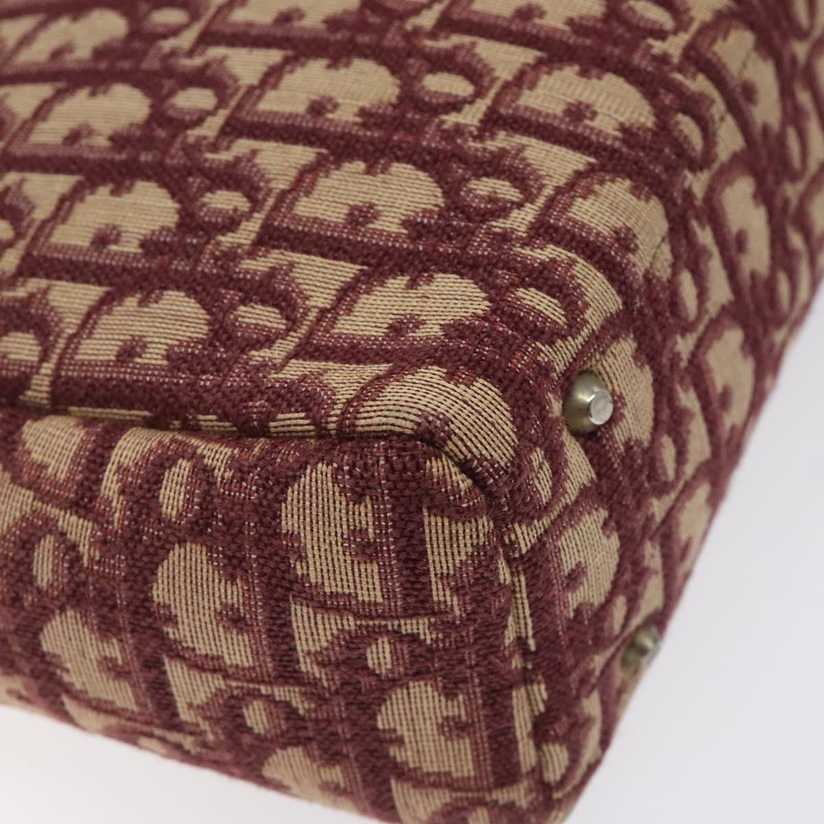 Christian Dior Trotter Canvas Hand Bag Red Gold Auth 119073