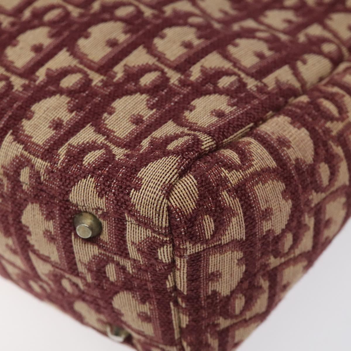 Christian Dior Trotter Canvas Hand Bag Red Gold Auth 119073