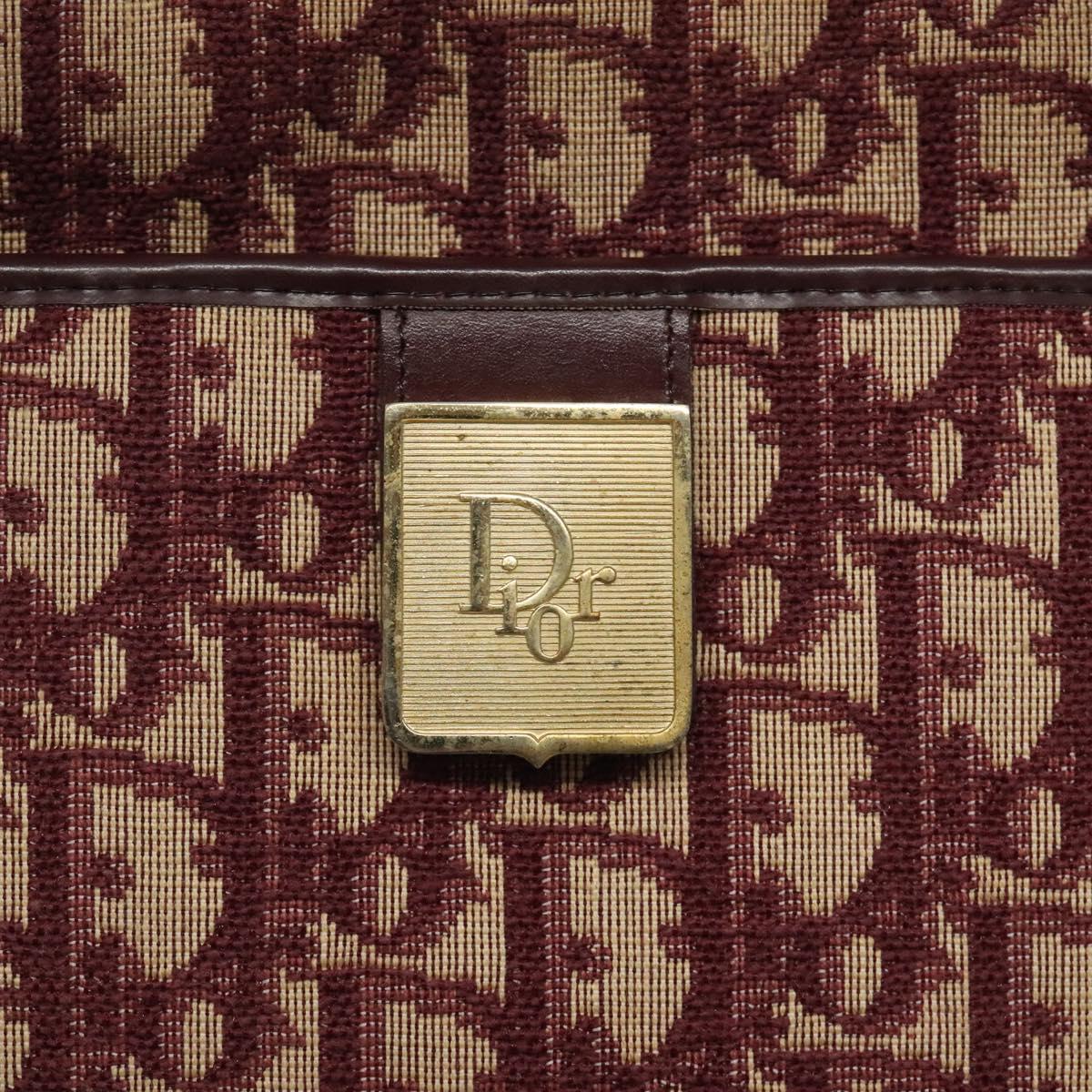 Christian Dior Trotter Canvas Hand Bag Red Gold Auth 119073