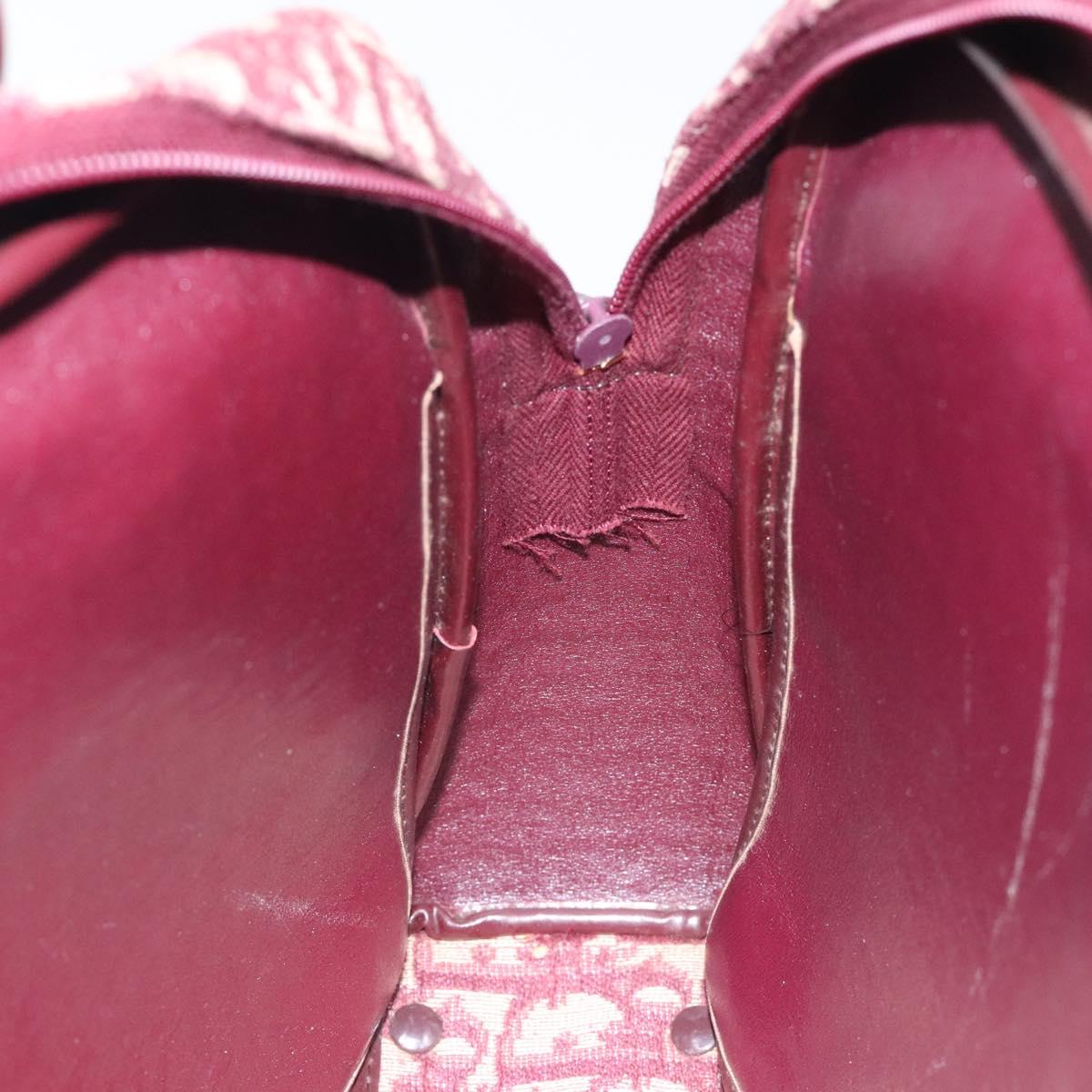 Christian Dior Trotter Canvas Hand Bag Red Gold Auth 119073