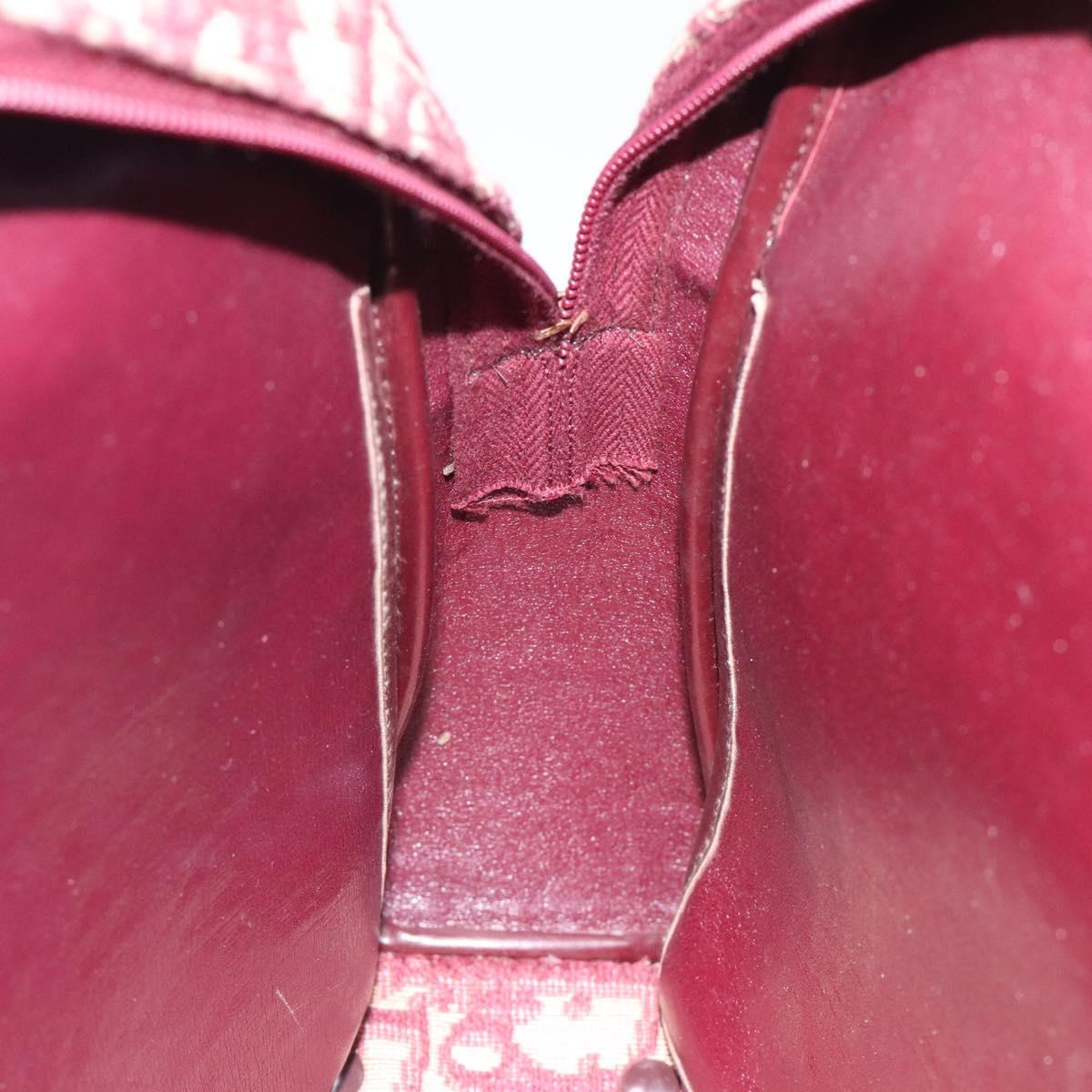 Christian Dior Trotter Canvas Hand Bag Red Gold Auth 119073