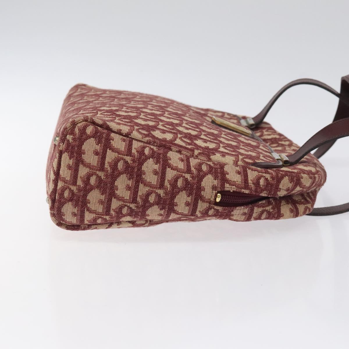 Christian Dior Trotter Canvas Hand Bag Red Gold Auth 119073