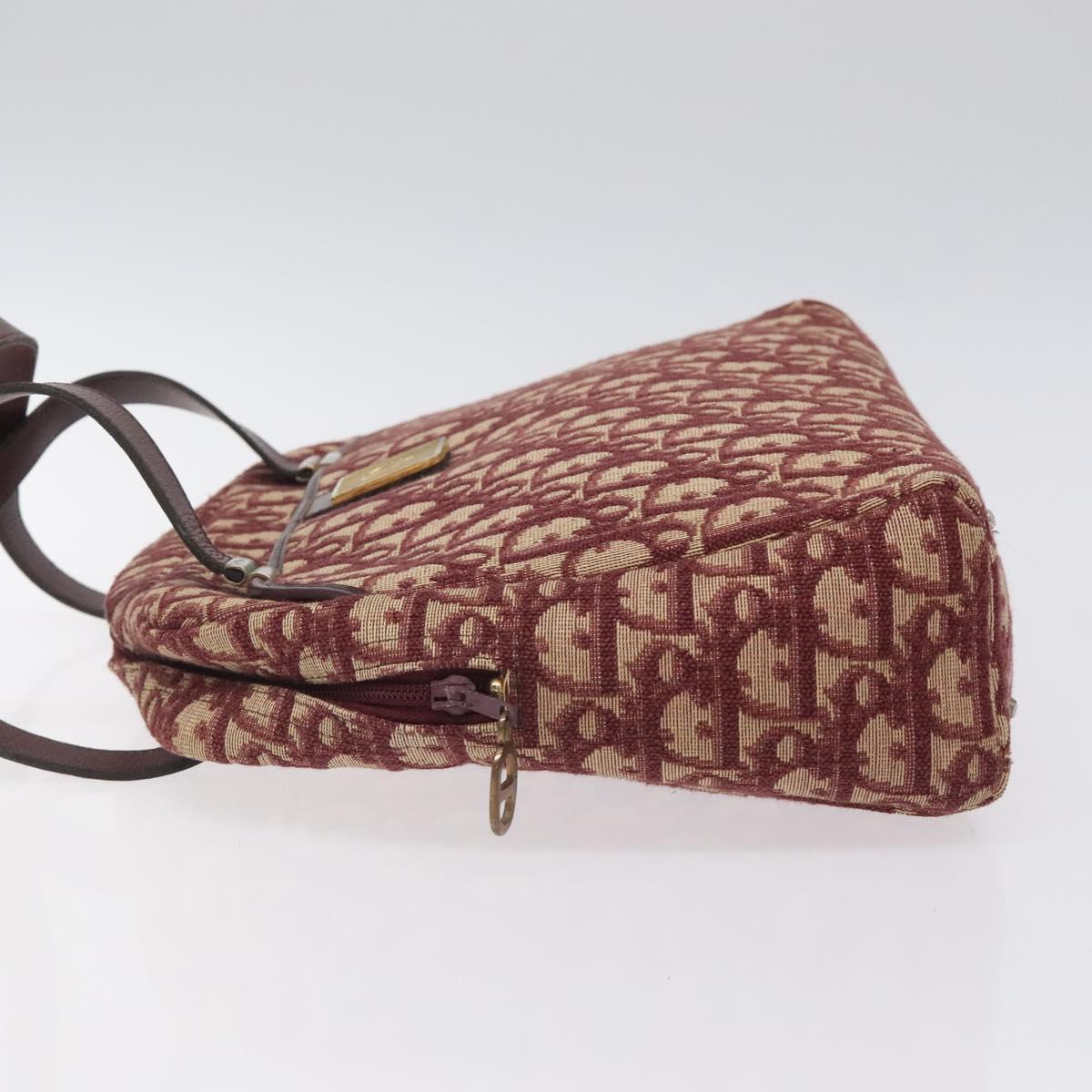 Christian Dior Trotter Canvas Hand Bag Red Gold Auth 119073