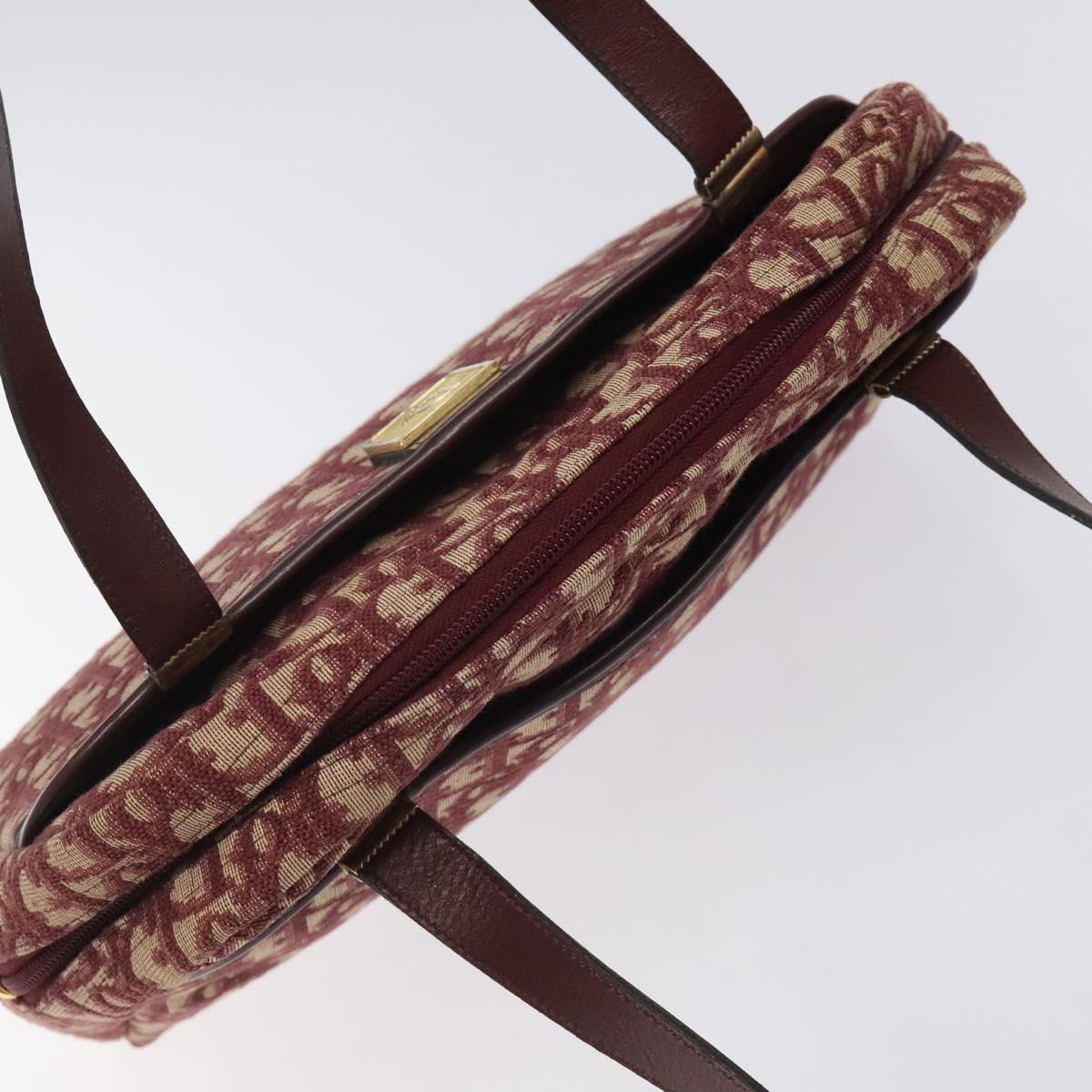Christian Dior Trotter Canvas Hand Bag Red Gold Auth 119073