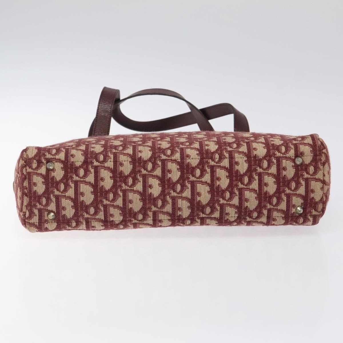 Christian Dior Trotter Canvas Hand Bag Red Gold Auth 119073