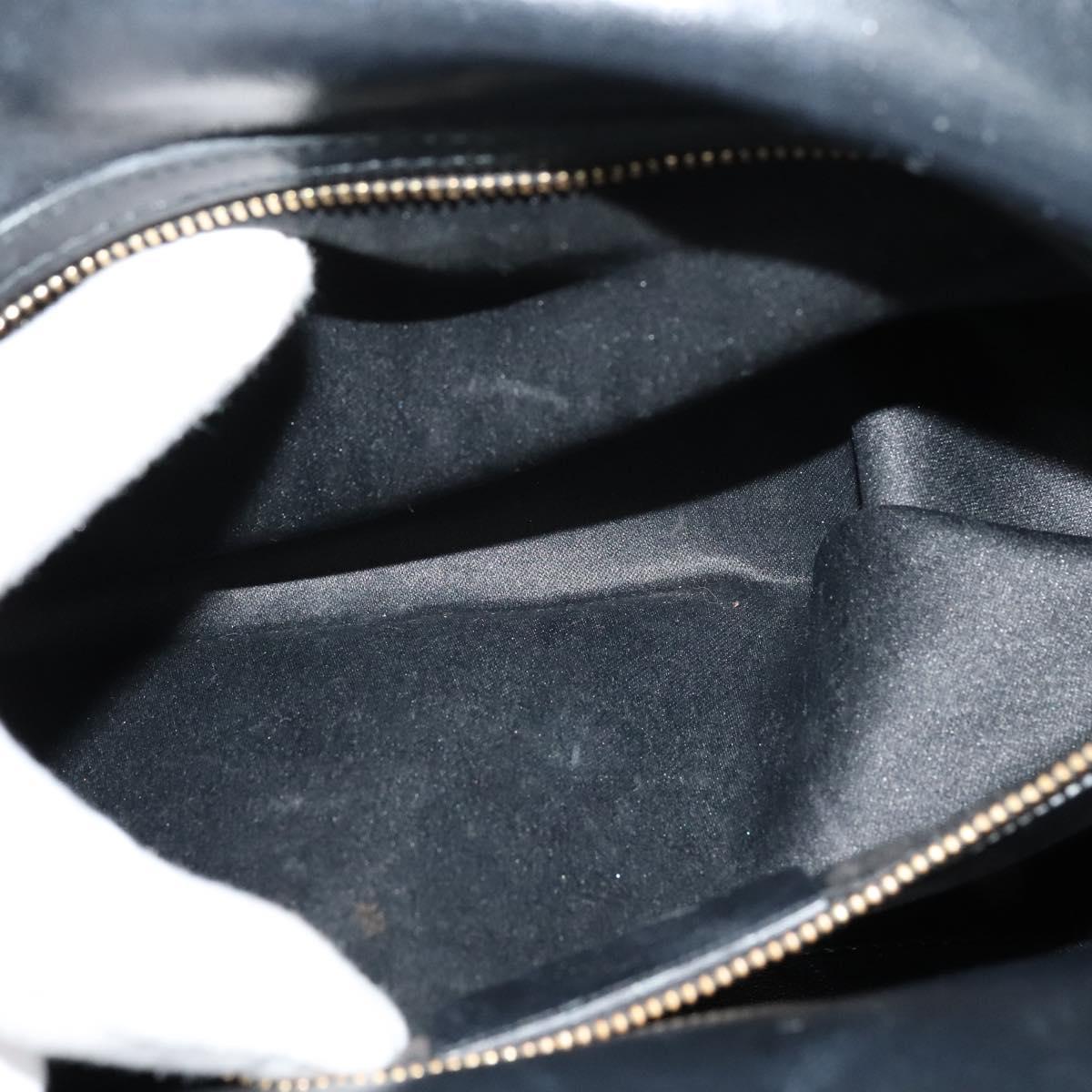 Salvatore Ferragamo Gancini Hand Bag Leather Black Gold Auth 119077