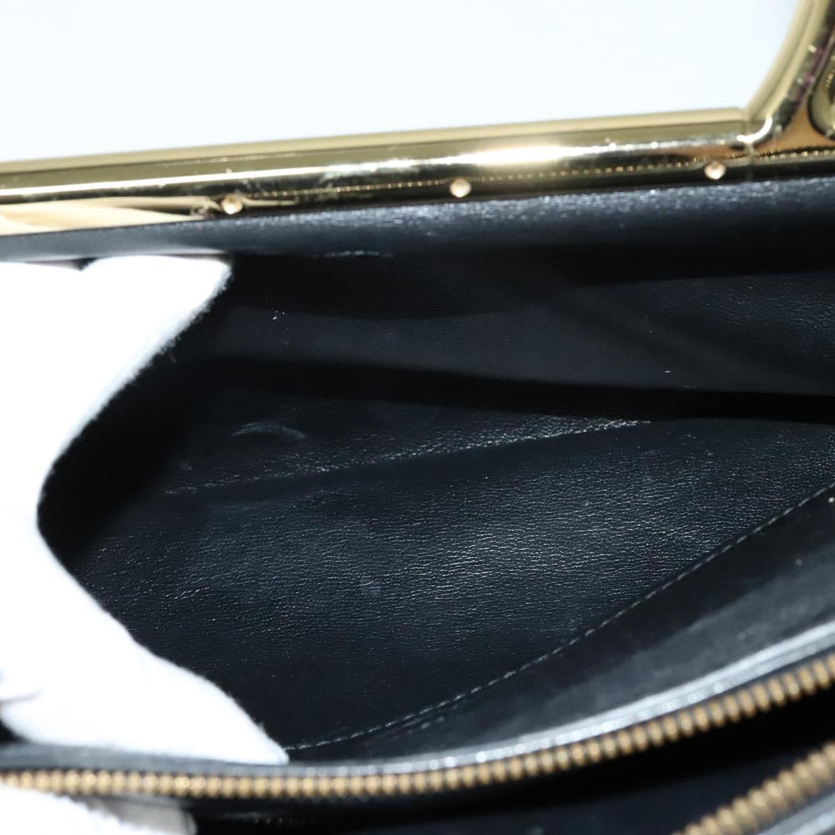 Salvatore Ferragamo Gancini Hand Bag Leather Black Gold Auth 119077