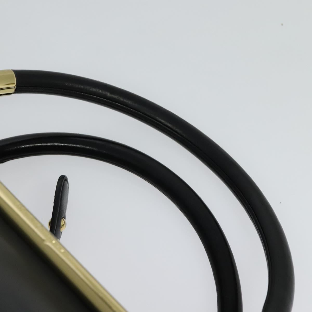 Salvatore Ferragamo Gancini Hand Bag Leather Black Gold Auth 119077