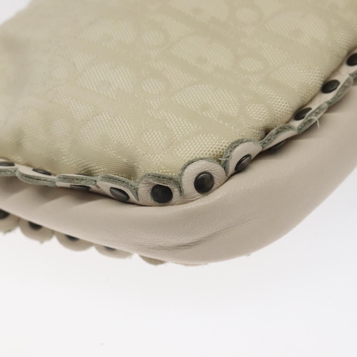 Christian Dior Trotter Canvas Shoulder Bag White Auth 119092