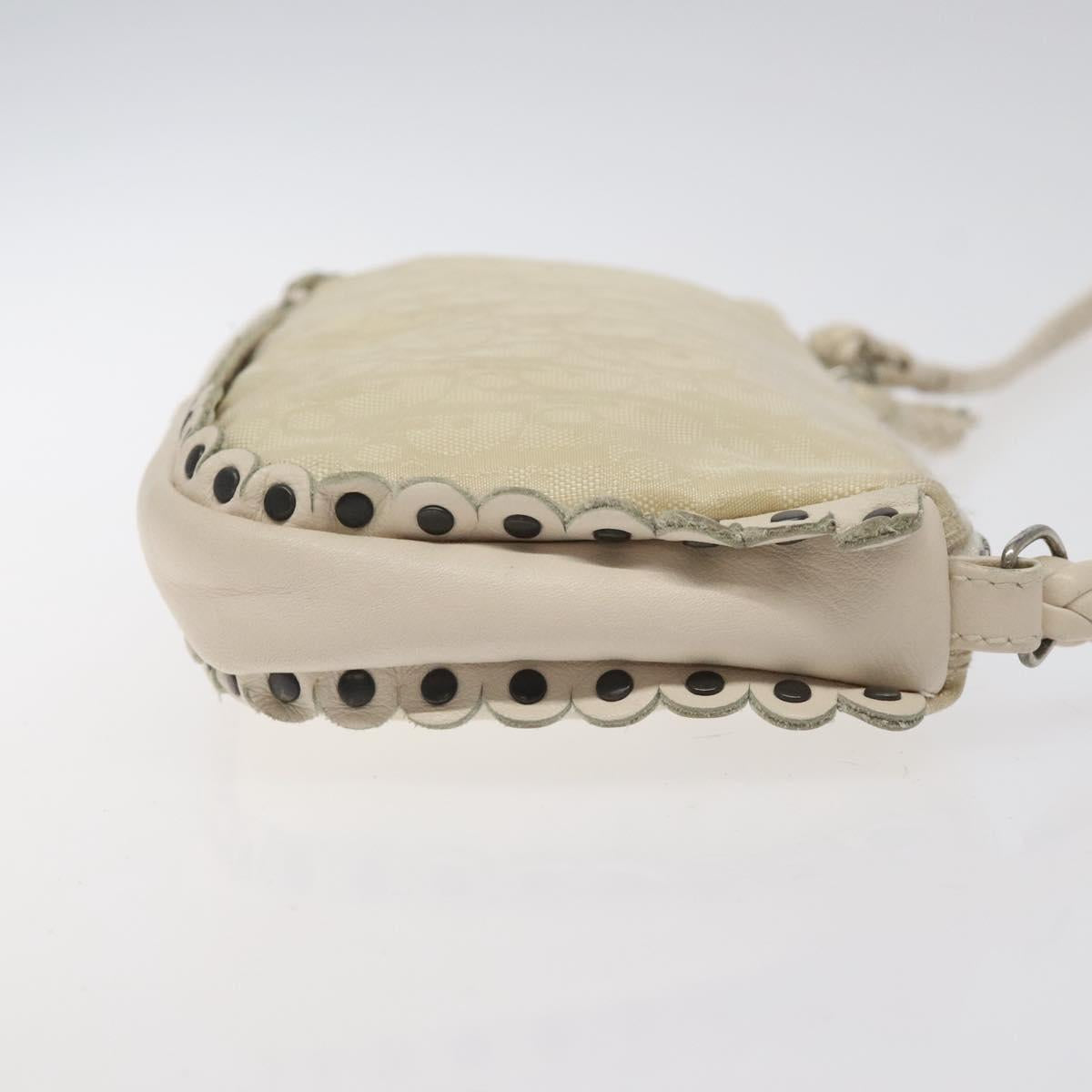 Christian Dior Trotter Canvas Shoulder Bag White Auth 119092