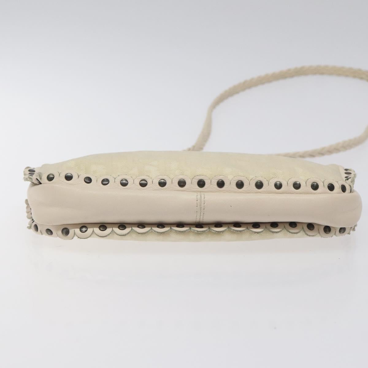 Christian Dior Trotter Canvas Shoulder Bag White Auth 119092