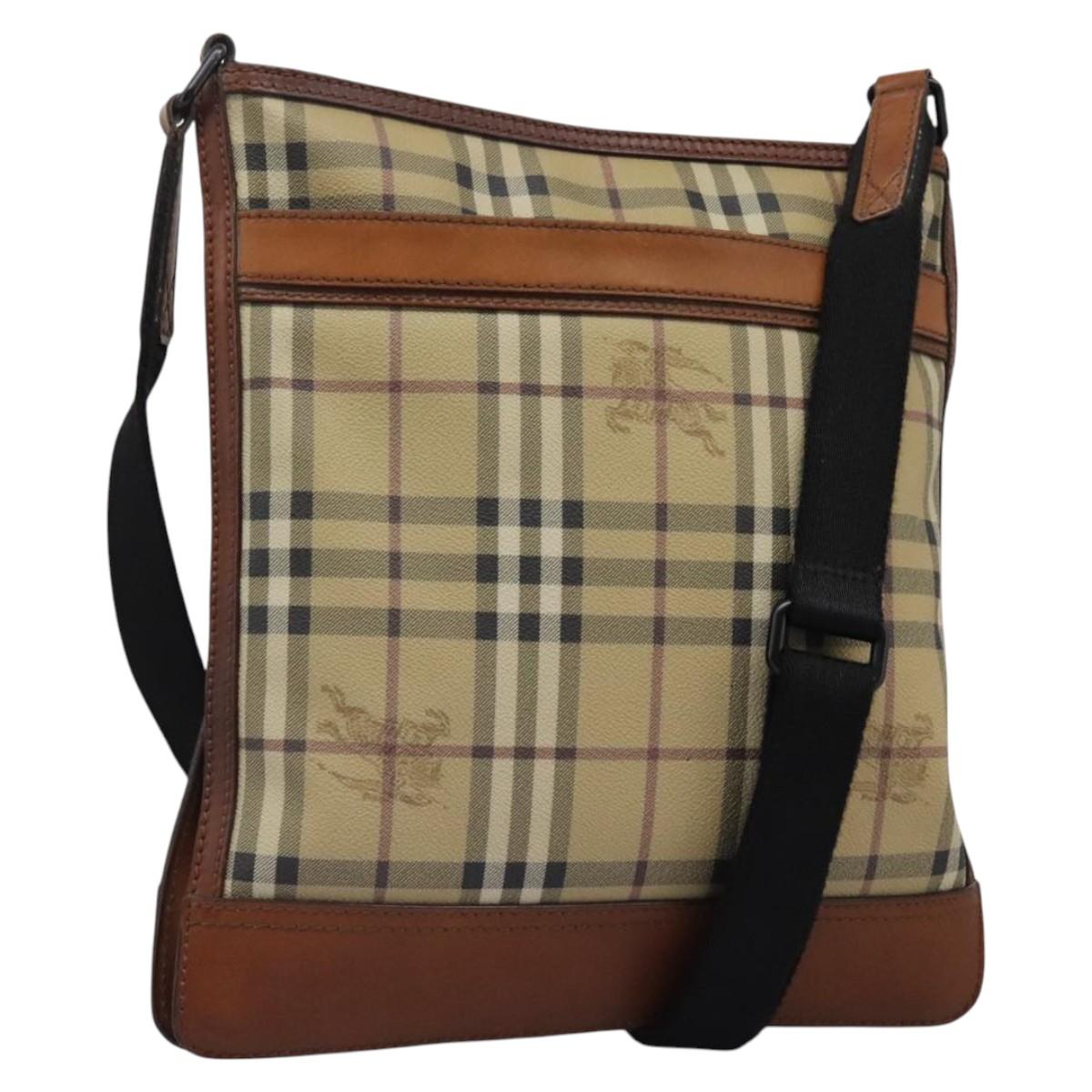 BURBERRY Nova Check Shoulder Bag PVC Beige Auth 119094