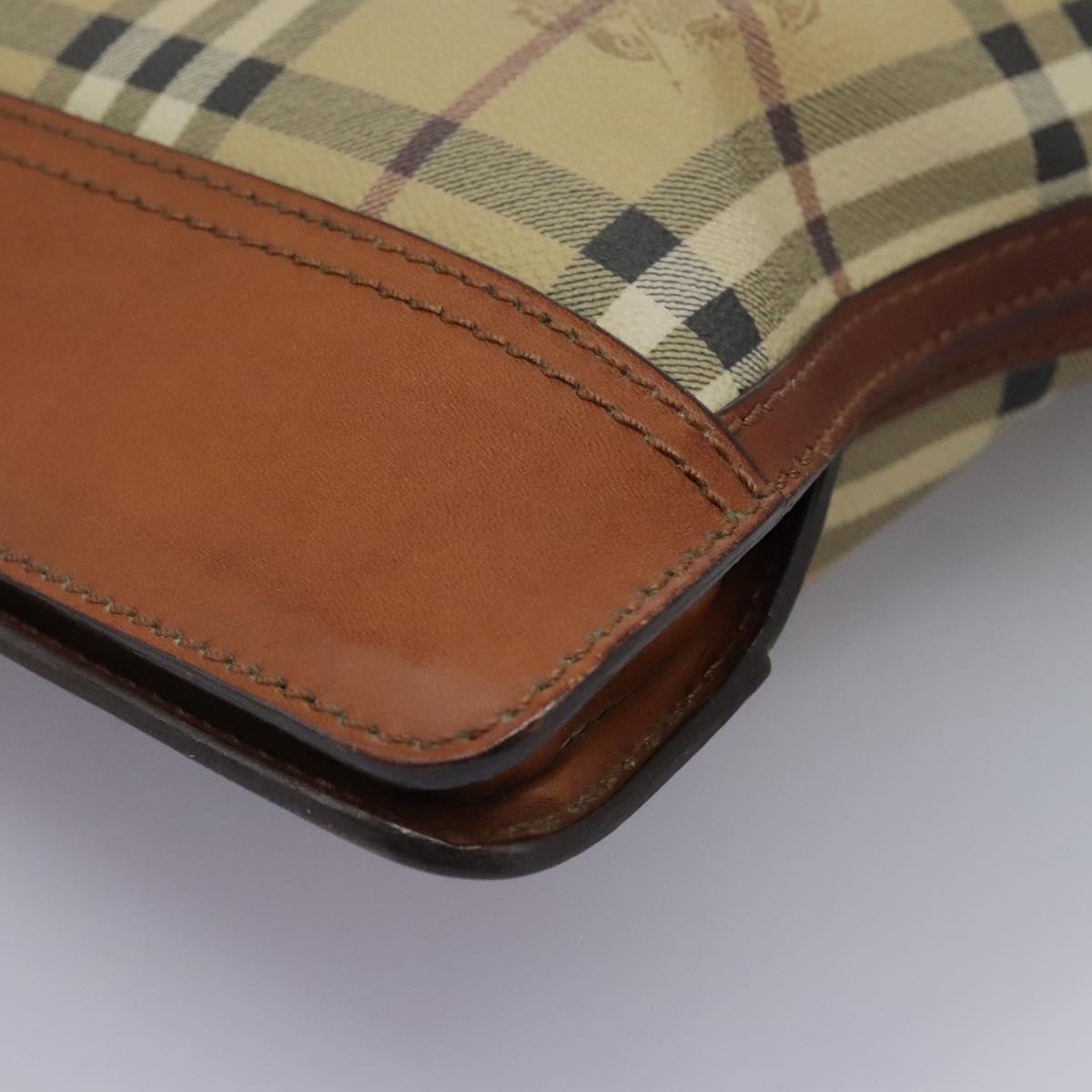 BURBERRY Nova Check Shoulder Bag PVC Beige Auth 119094