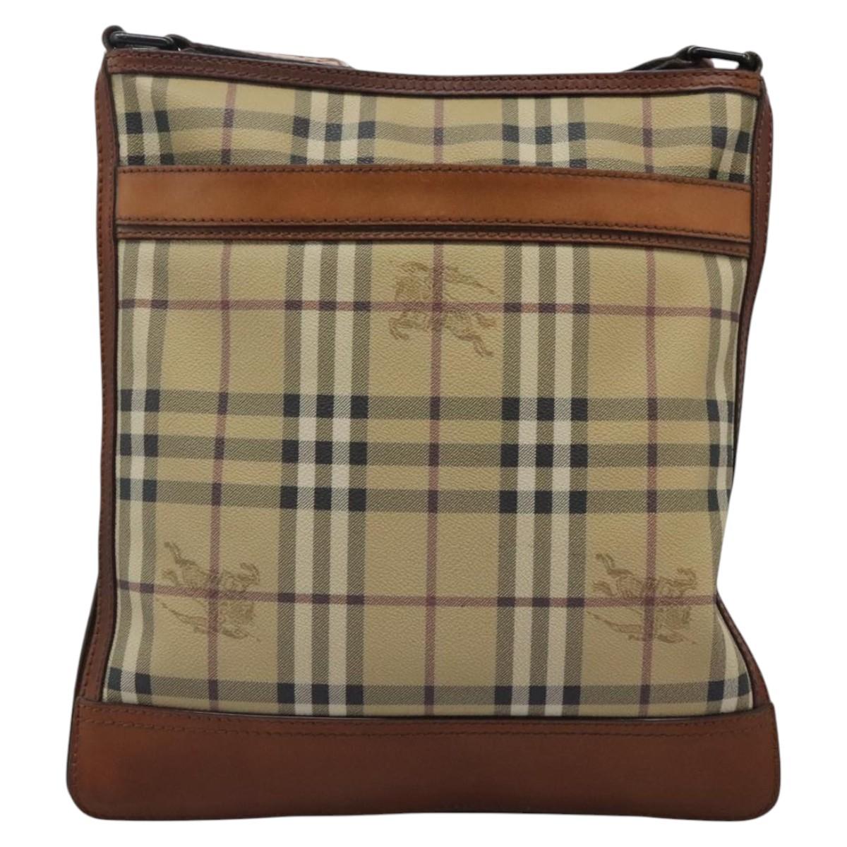 BURBERRY Nova Check Shoulder Bag PVC Beige Auth 119094