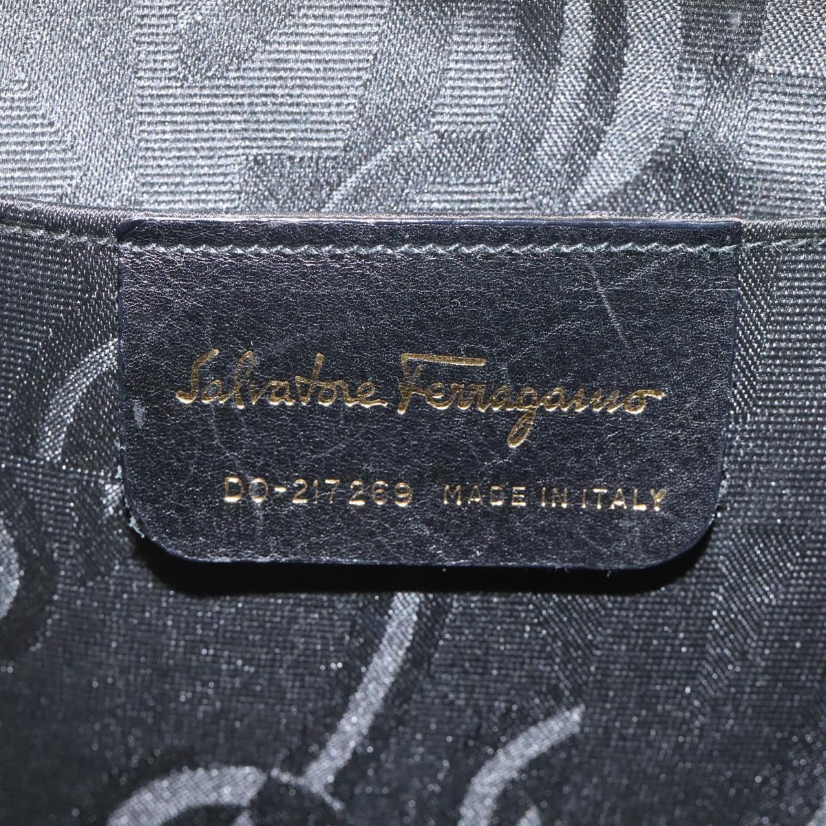 Salvatore Ferragamo Gancini Hand Bag Leather White Gold Auth 119098