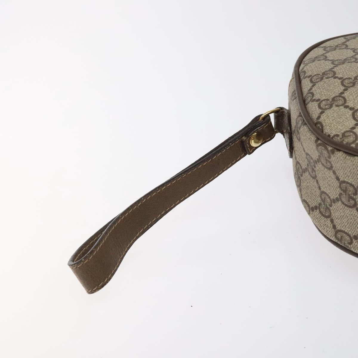 GUCCI GG Supreme Web Sherry Line Clutch Bag PVC Beige Gold 89 01 034 Auth 119132
