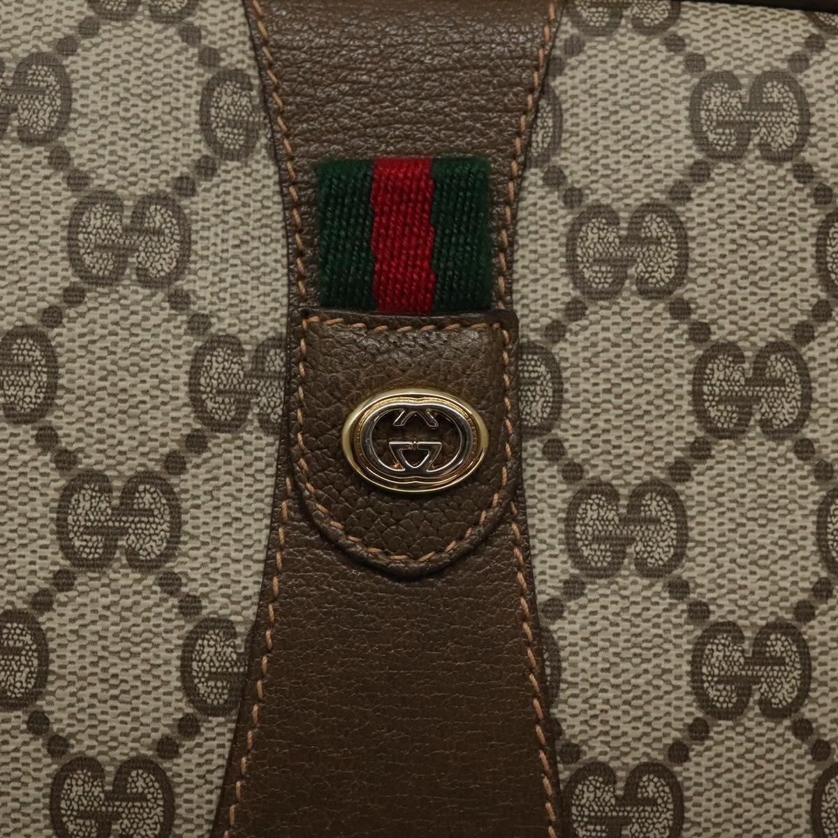 GUCCI GG Supreme Web Sherry Line Clutch Bag PVC Beige Gold 89 01 034 Auth 119132