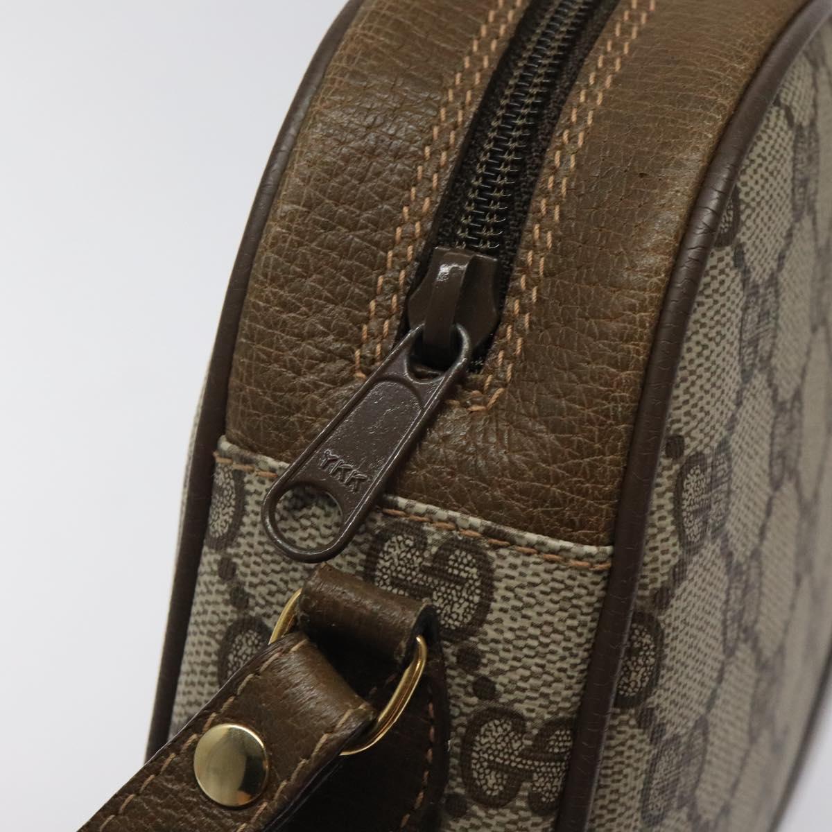 GUCCI GG Supreme Web Sherry Line Clutch Bag PVC Beige Gold 89 01 034 Auth 119132