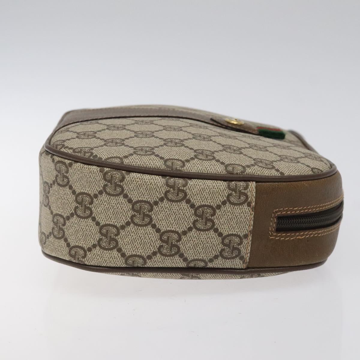 GUCCI GG Supreme Web Sherry Line Clutch Bag PVC Beige Gold 89 01 034 Auth 119132