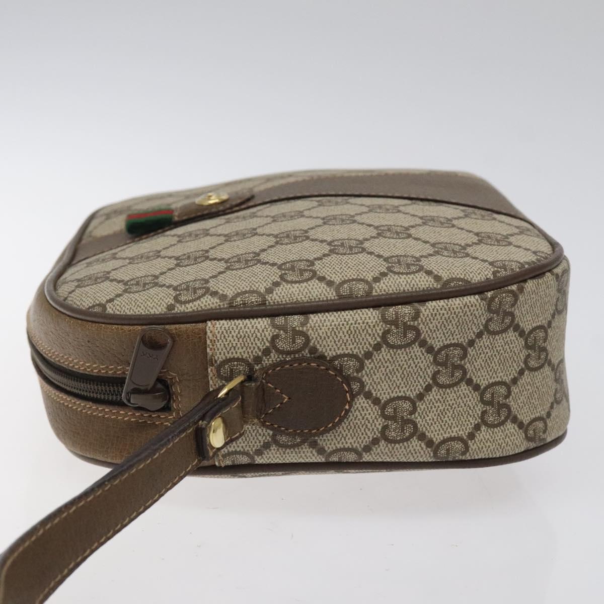 GUCCI GG Supreme Web Sherry Line Clutch Bag PVC Beige Gold 89 01 034 Auth 119132
