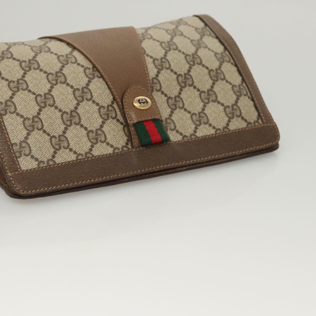 GUCCI GG Supreme Web Sherry Line Clutch Bag PVC Beige 89 01 032 Auth 119134