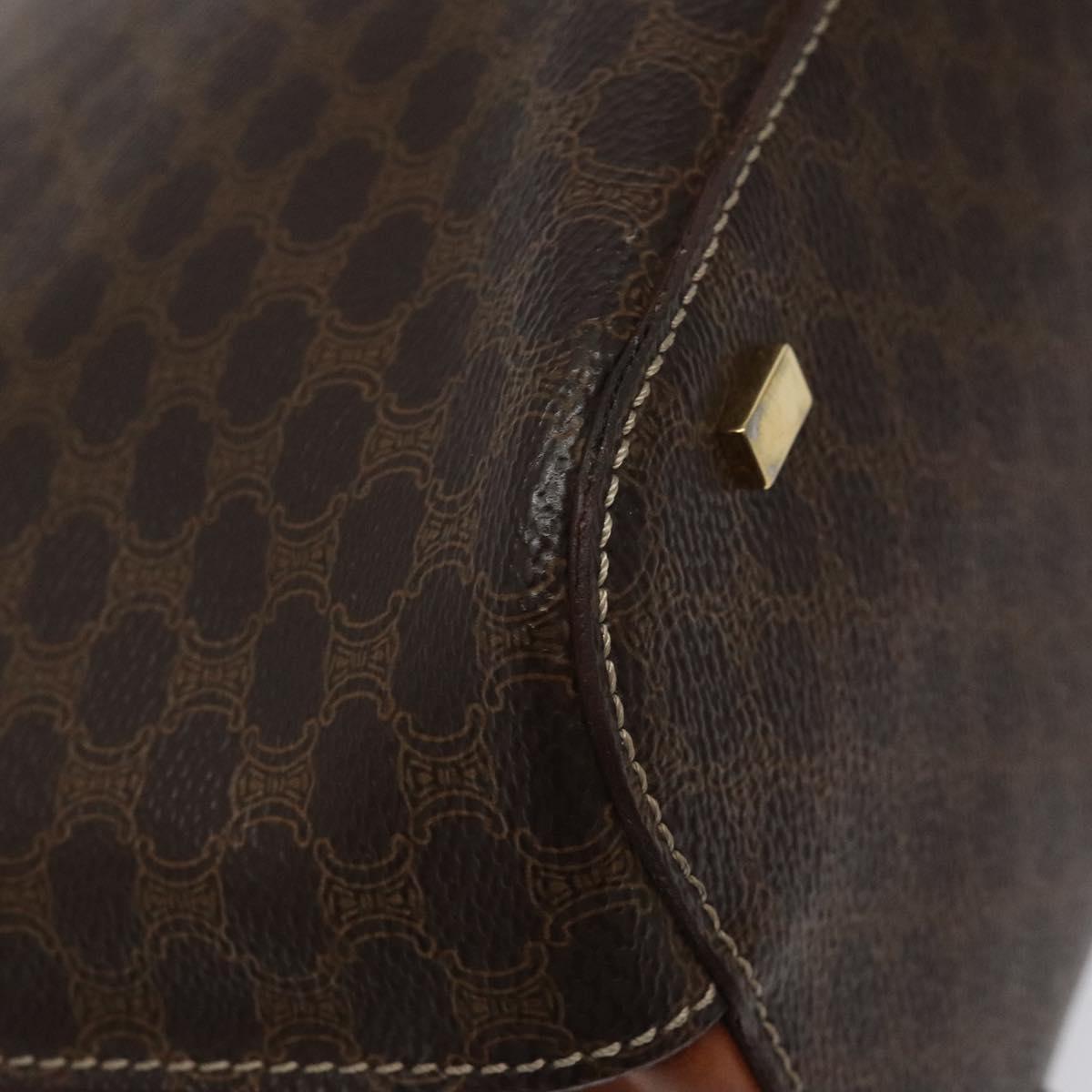 CELINE Macadam Canvas Hand Bag PVC Leather Brown Gold Auth 119138