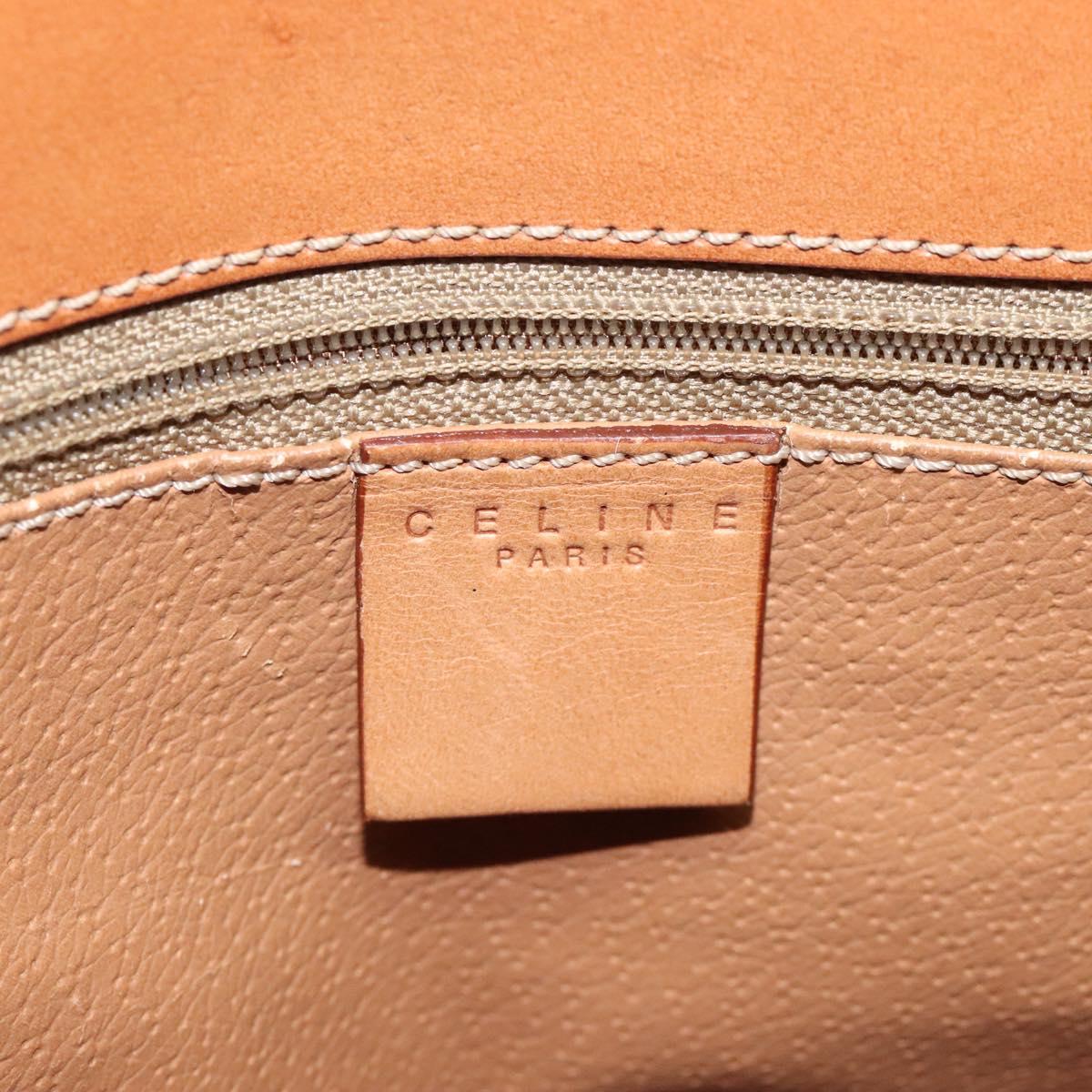 CELINE Macadam Canvas Hand Bag PVC Leather Brown Gold Auth 119138