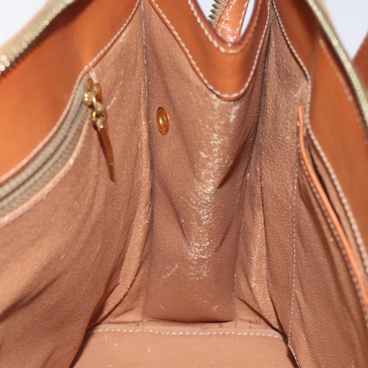 CELINE Macadam Canvas Hand Bag PVC Leather Brown Gold Auth 119138