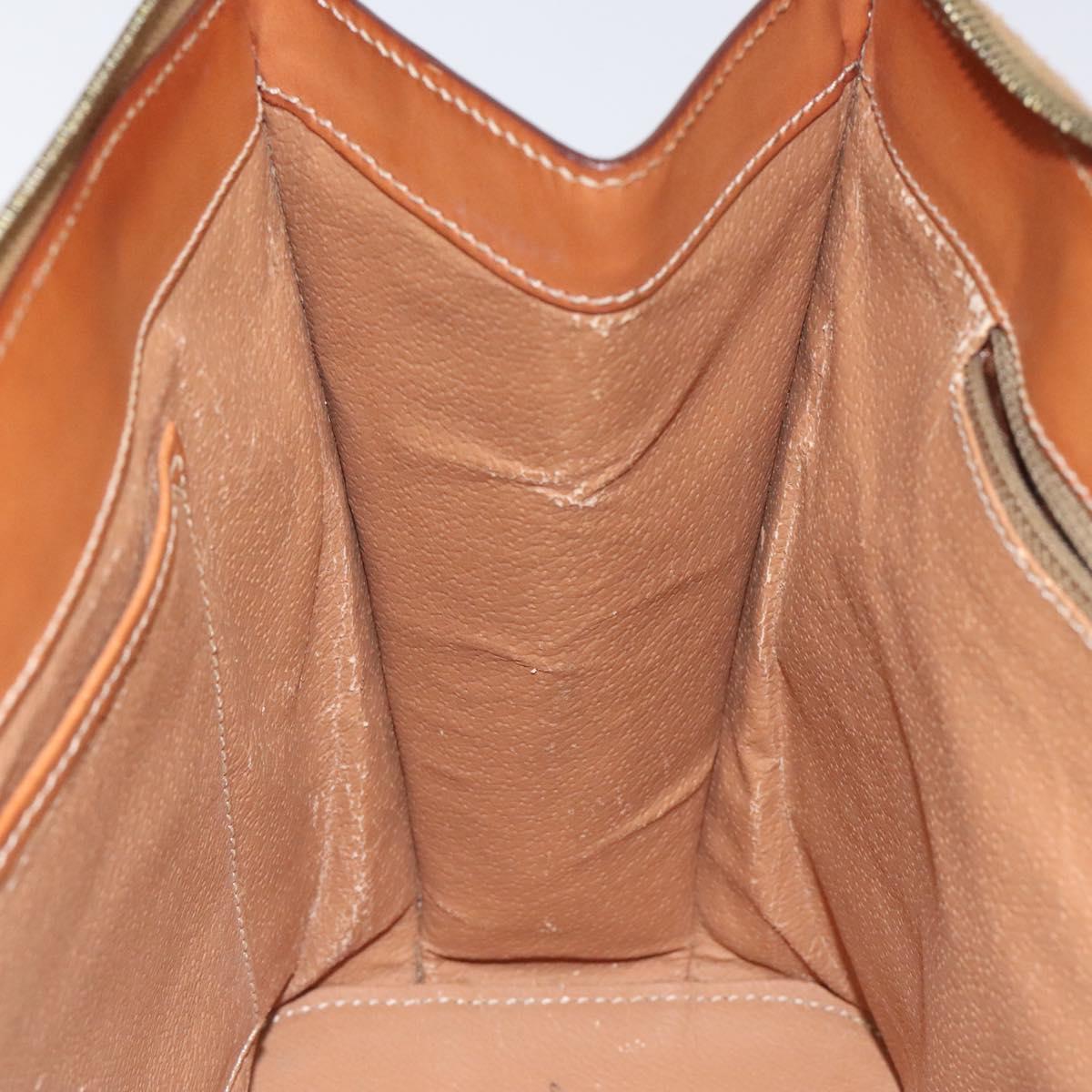 CELINE Macadam Canvas Hand Bag PVC Leather Brown Gold Auth 119138