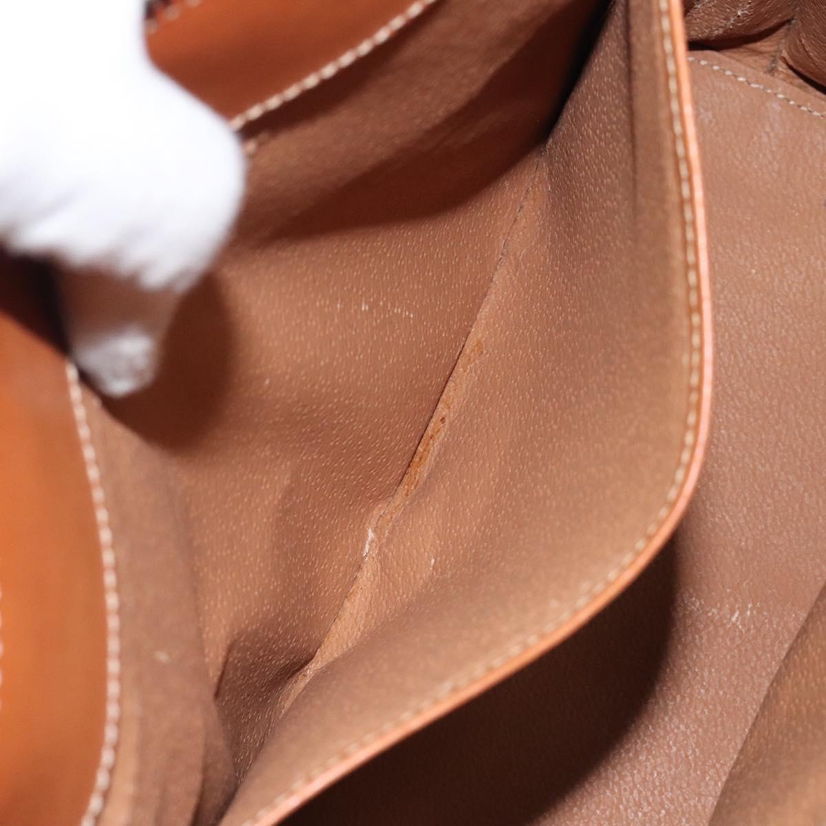 CELINE Macadam Canvas Hand Bag PVC Leather Brown Gold Auth 119138