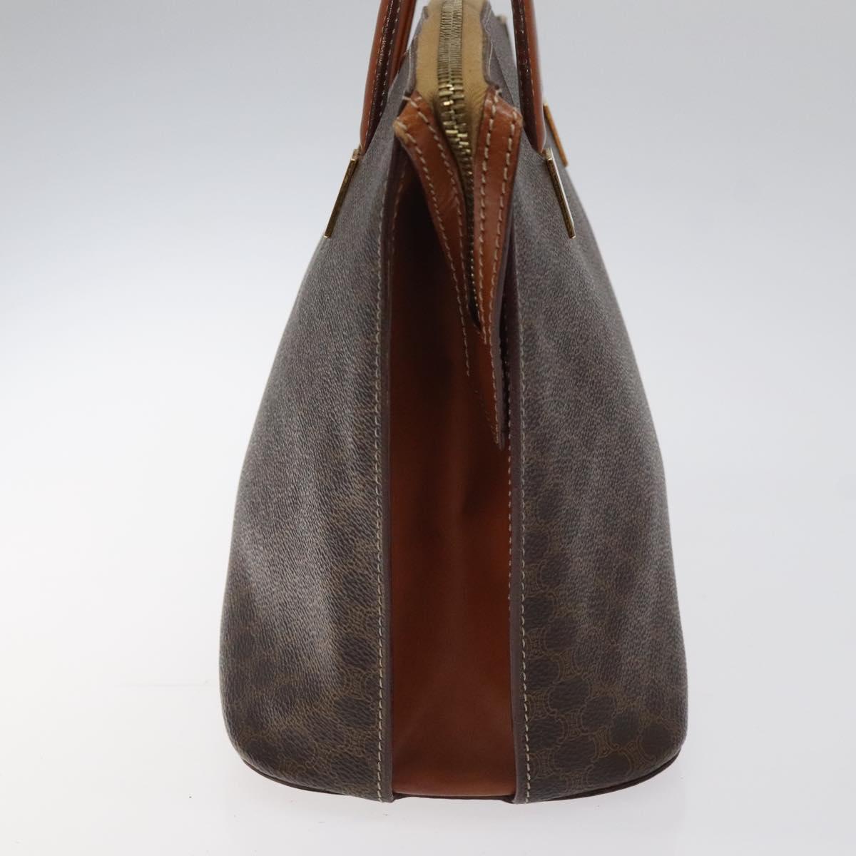 CELINE Macadam Canvas Hand Bag PVC Leather Brown Gold Auth 119138