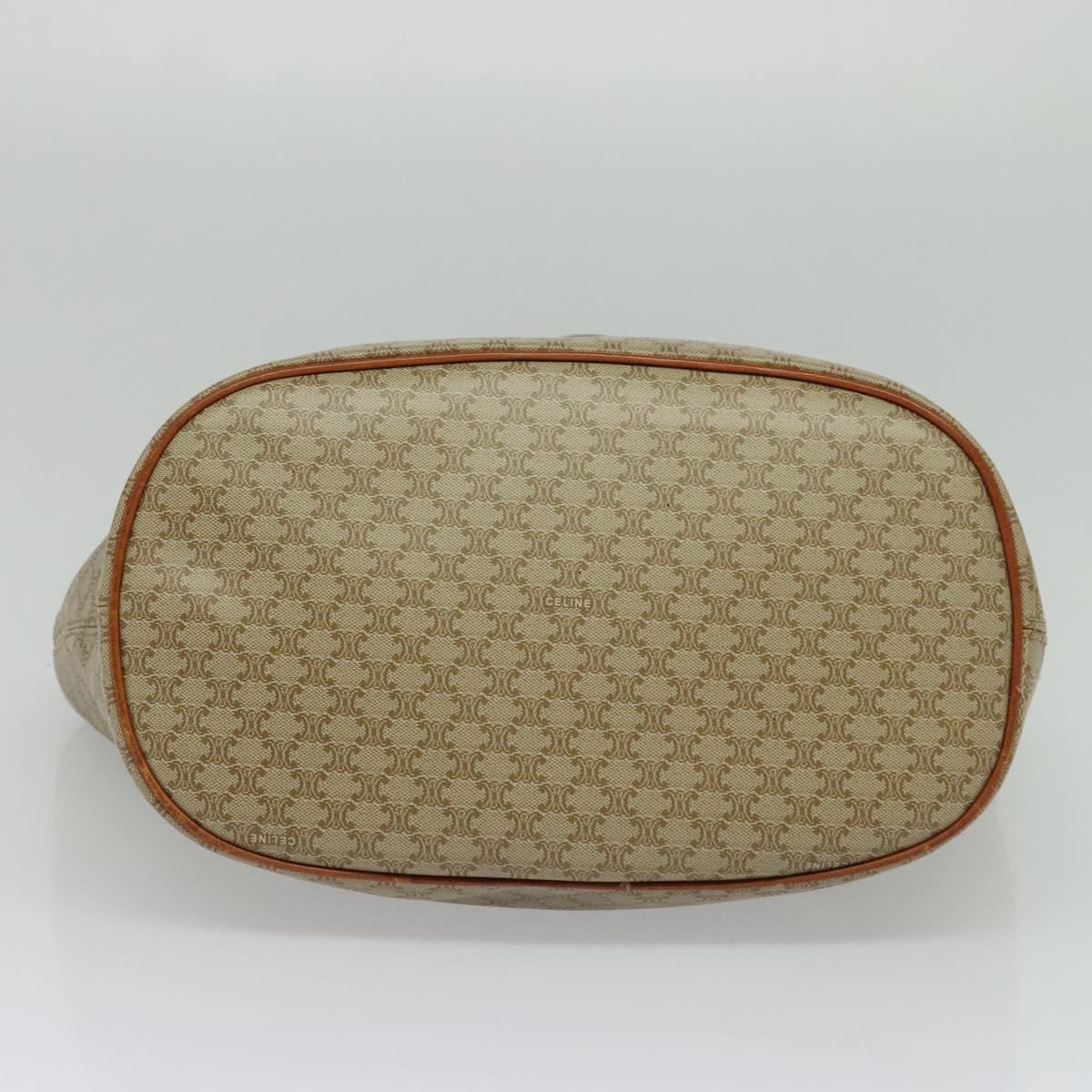 CELINE Macadam Canvas Tote Bag Beige Gold Auth 119139