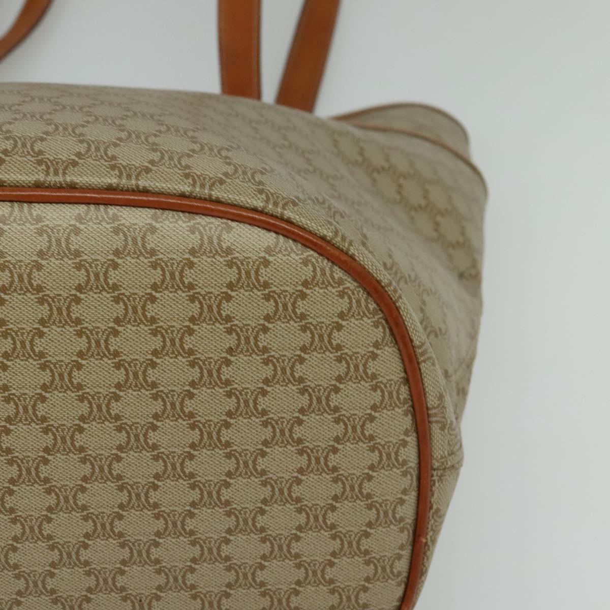 CELINE Macadam Canvas Tote Bag Beige Gold Auth 119139