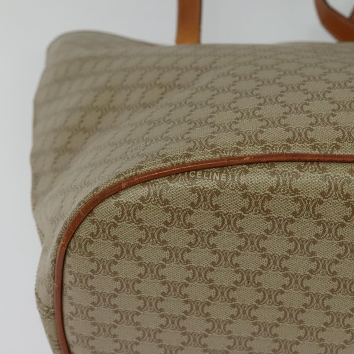 CELINE Macadam Canvas Tote Bag Beige Gold Auth 119139