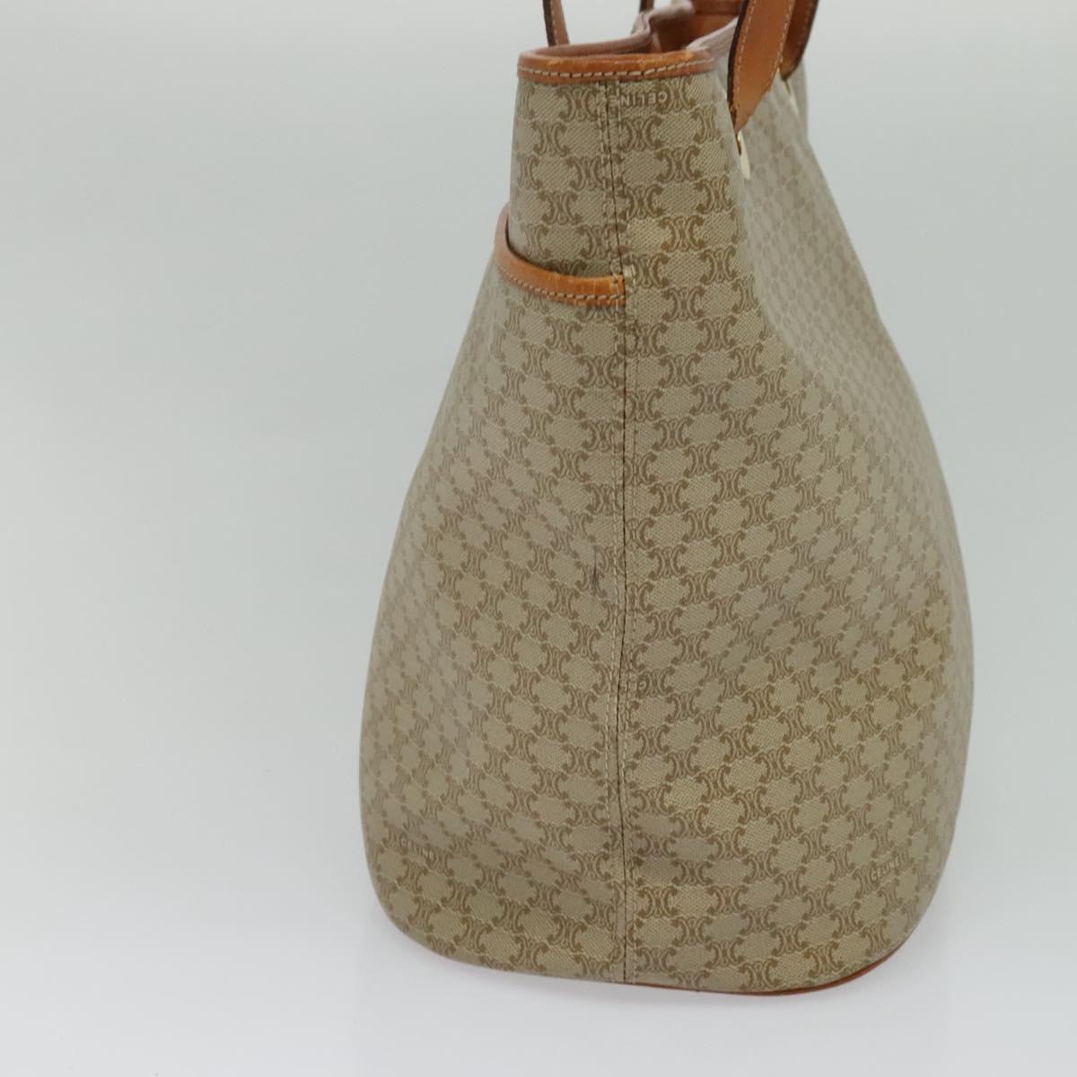 CELINE Macadam Canvas Tote Bag Beige Gold Auth 119139