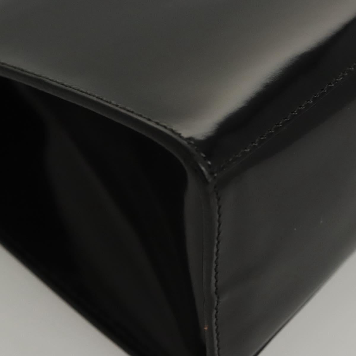 Salvatore Ferragamo Hand Bag Enamel Black Auth 119146