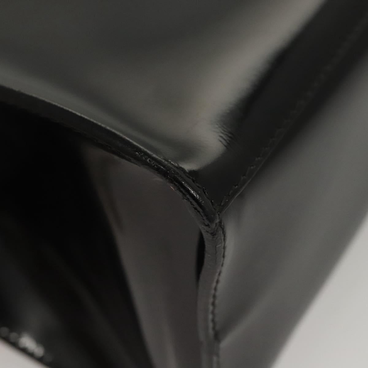 Salvatore Ferragamo Hand Bag Enamel Black Auth 119146