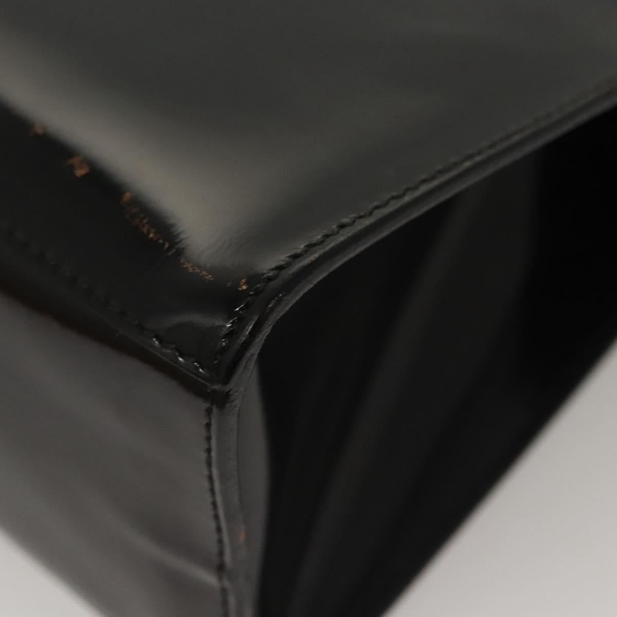 Salvatore Ferragamo Hand Bag Enamel Black Auth 119146