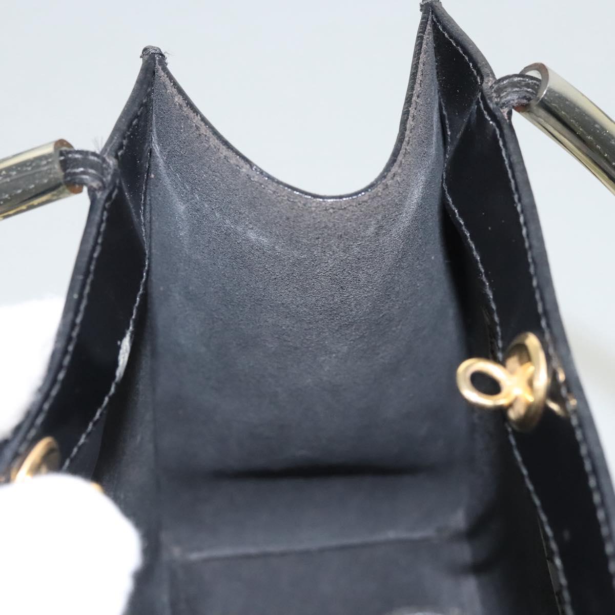 Salvatore Ferragamo Hand Bag Enamel Black Auth 119146