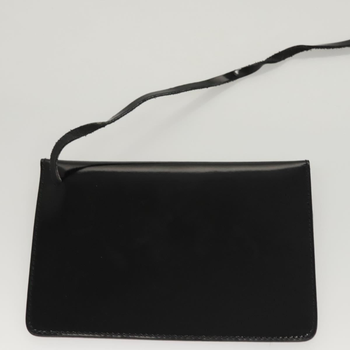 Salvatore Ferragamo Hand Bag Enamel Black Auth 119146