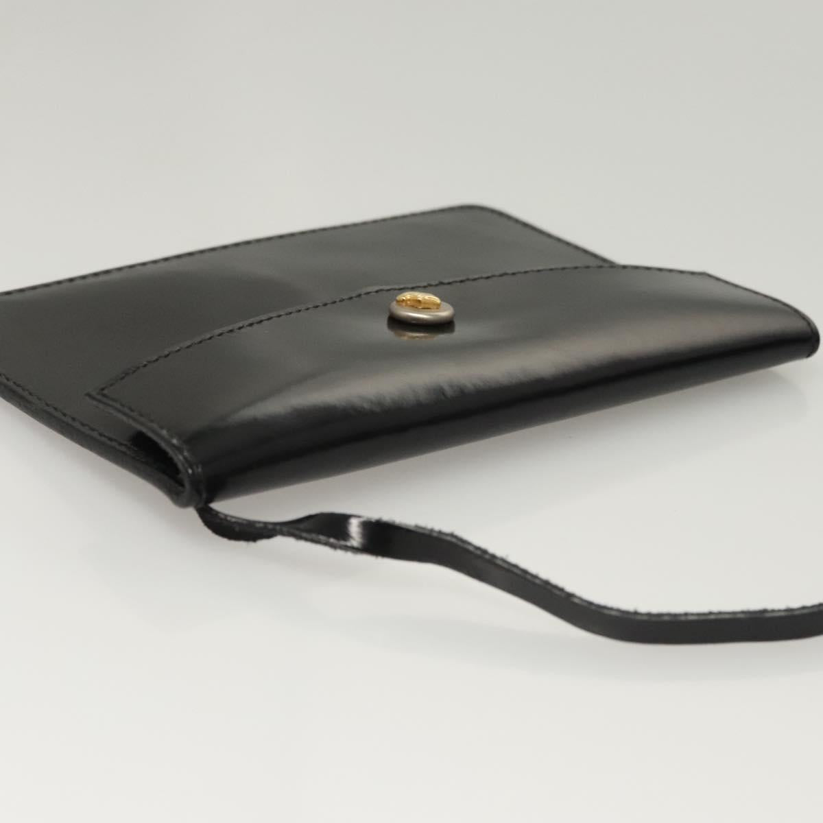 Salvatore Ferragamo Hand Bag Enamel Black Auth 119146