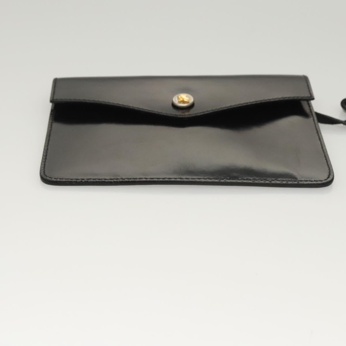 Salvatore Ferragamo Hand Bag Enamel Black Auth 119146