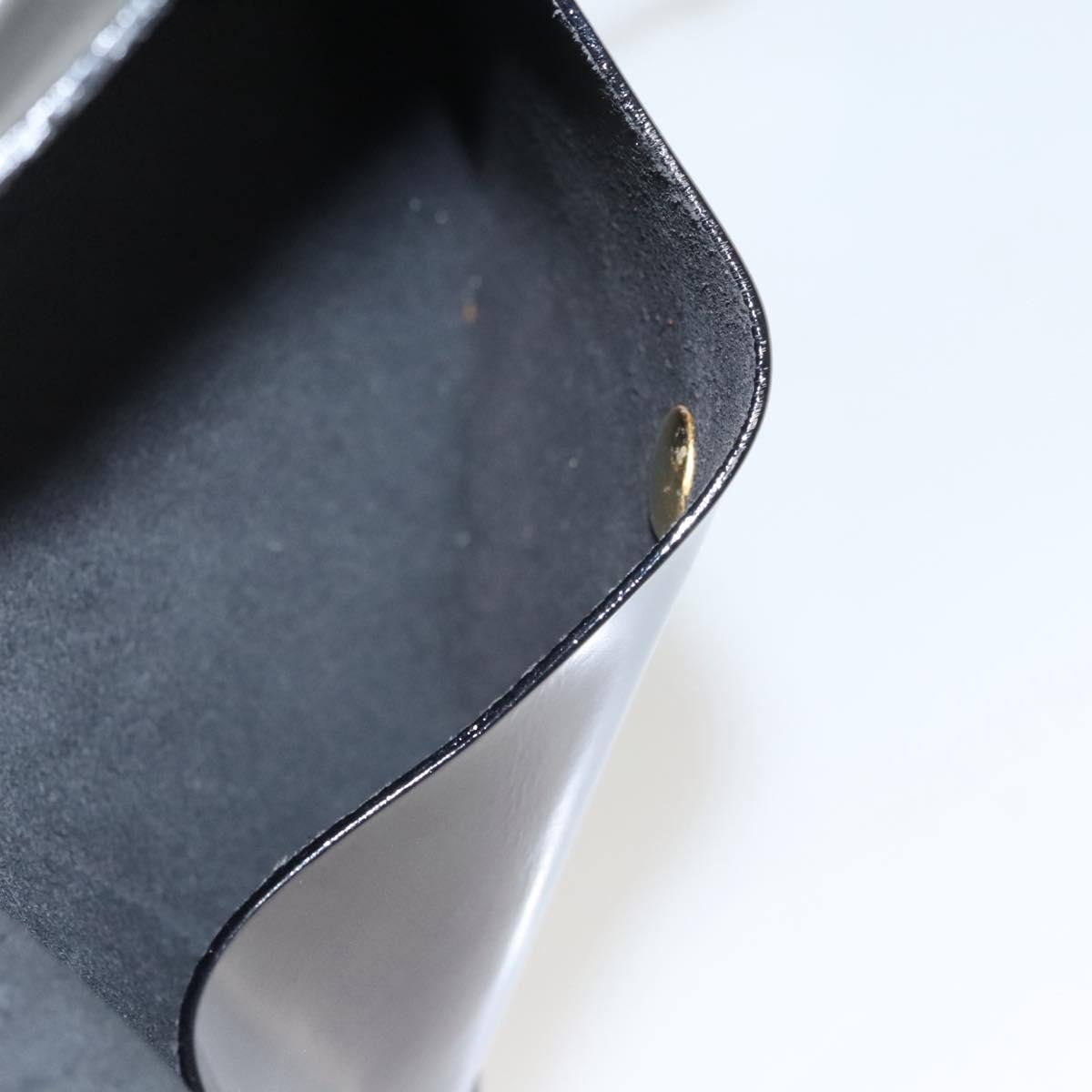 Salvatore Ferragamo Hand Bag Enamel Black Auth 119146